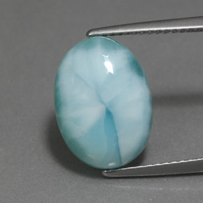 Larimar Bleu vert naturelle Coupe ovale, 6.46 ct, Opaque