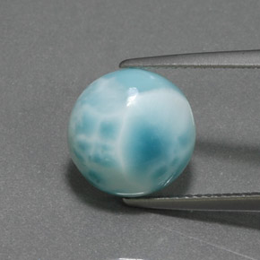 Larimar Bleu vert naturelle Coupe roude, 5.71 ct, Opaque
