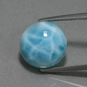 Larimar bleue naturelle coupe roude, 7,40 ct, opaque
