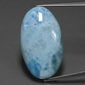 Larimar bleue naturelle coupe ovale, 17,93 ct, opaque