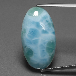 Larimar bleue naturelle coupe ovale, 13,60 ct, opaque