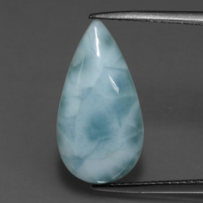 Larimar vert naturelle en forme de poire, 4,78 ct, opaque