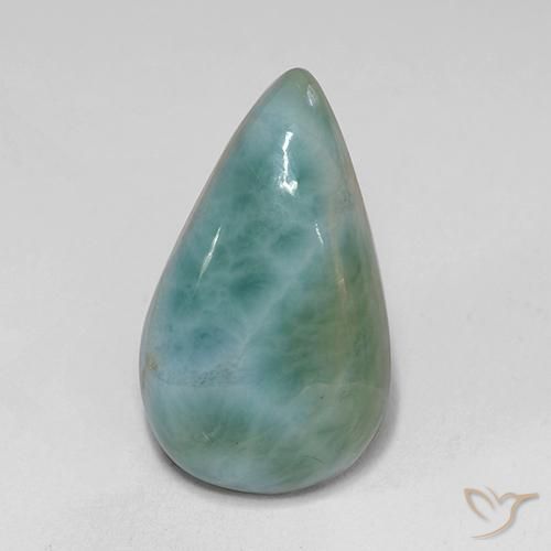 Larimar Vert bleu clair naturelle En forme de poire, 5.53 ct, Opaque