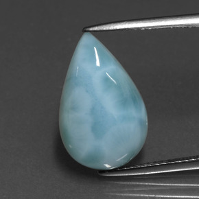 Larimar bleue naturelle en forme de poire, 5,15 ct, opaque