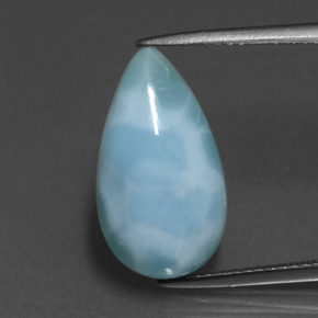 Larimar Vert bleu naturelle En forme de poire, 6.87 ct, Opaque