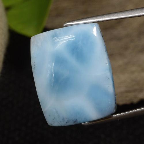 Larimar bleue naturelle baguette, 9,76 ct, opaque