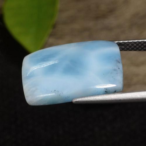 Larimar bleue naturelle baguette, 9,76 ct, opaque