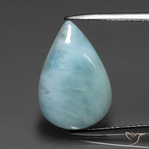 Larimar bleu mousse de mer naturelle en forme de poire, 5,96 ct, opaque
