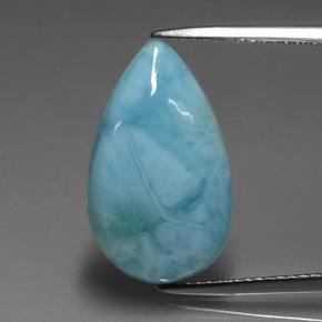 Larimar vert bleu naturelle en forme de poire, 6,38 ct, opaque