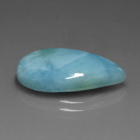 Larimar vert bleu naturelle en forme de poire, 6,38 ct, opaque
