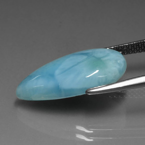 Larimar vert bleu naturelle en forme de poire, 6,38 ct, opaque