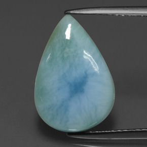 Larimar vert bleu naturelle en forme de poire, 4,16 ct, opaque