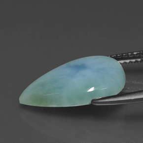 Larimar vert bleu naturelle en forme de poire, 4,16 ct, opaque