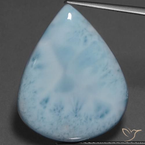 Larimar turquoise naturelle en forme de poire, 27,41 ct, opaque