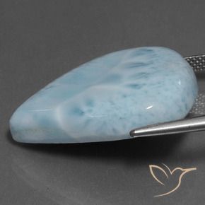 Larimar turquoise naturelle en forme de poire, 27,41 ct, opaque