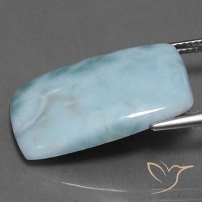 Larimar Bleu verdâtre léger naturelle Baquette, 15.43 ct, Opaque