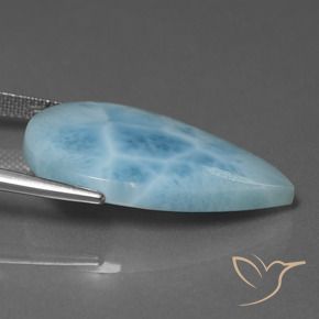 Larimar Bleu aquatique naturelle En forme de poire, 18.24 ct, Opaque