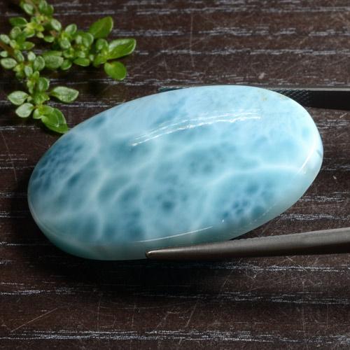 Larimar bleue naturelle coupe ovale, 51,45 ct, opaque
