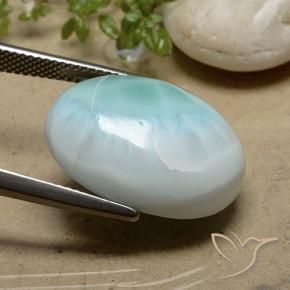 Larimar Vert bleu clair naturelle ovale, 18.93 ct, Opaque