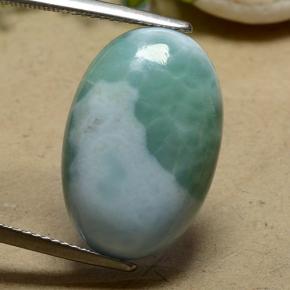 Larimar vert naturelle coupe ovale, 16,78 ct, opaque