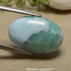 Larimar vert naturelle coupe ovale, 16,78 ct, opaque