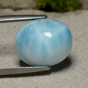 Larimar bleue naturelle coupe ovale, 8,81 ct, opaque