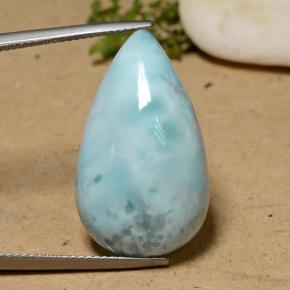 Larimar bleue naturelle en forme de poire, 22,75 ct, opaque