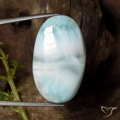 Larimar turquoise naturelle coupe ovale, 36,48 ct, opaque