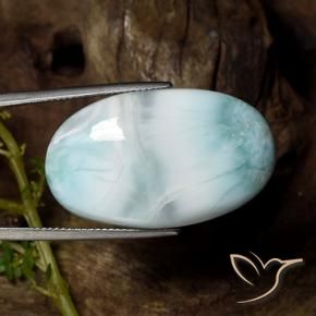 Larimar turquoise naturelle coupe ovale, 36,48 ct, opaque