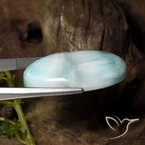 Larimar turquoise naturelle coupe ovale, 36,48 ct, opaque