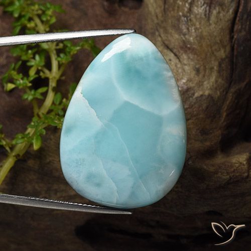 Larimar bleue naturelle en forme de poire, 43,22 ct, opaque