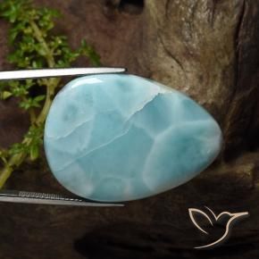 Larimar bleue naturelle en forme de poire, 43,22 ct, opaque