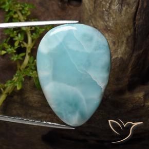 Larimar bleue naturelle en forme de poire, 43,22 ct, opaque