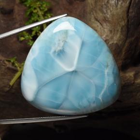 Larimar Bleu verdâtre léger naturelle Trillion, 102.85 ct, Opaque
