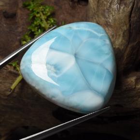 Larimar Bleu verdâtre léger naturelle Trillion, 102.85 ct, Opaque