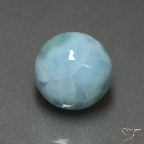 Larimar bleue naturelle coupe roude, 7,32 ct, opaque