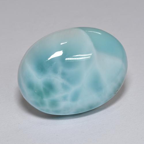 Larimar bleue naturelle coupe ovale, 8,82 ct, opaque