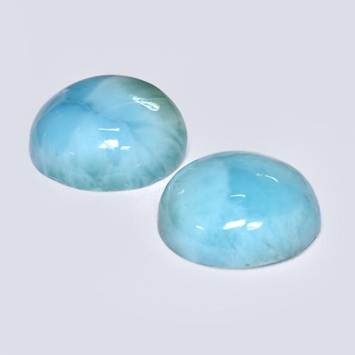 Achetez naturel 6.31ct Bleu Larimar gems, Coupe roude, En provenance République Dominicaine chez GemSelect. En stock, livraison internationale!
