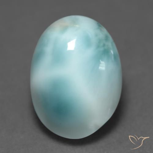 Larimar Vert bleu clair naturelle ovale, 4.82 ct, Translucide