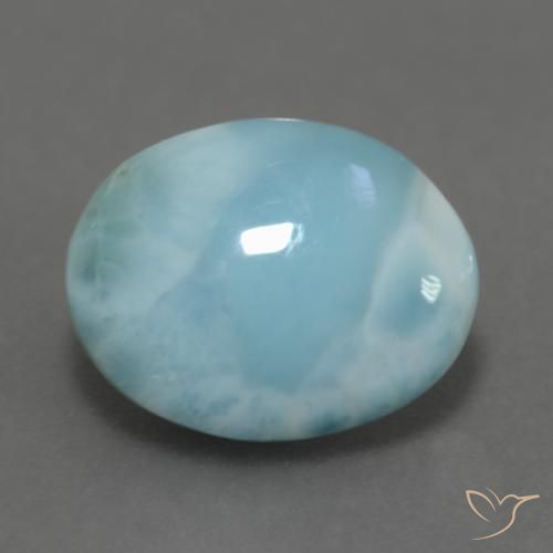Larimar Vert bleu clair naturelle ovale, 6.28 ct, Opaque