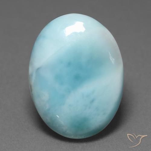 Larimar Vert bleu clair naturelle ovale, 6.08 ct, Translucide