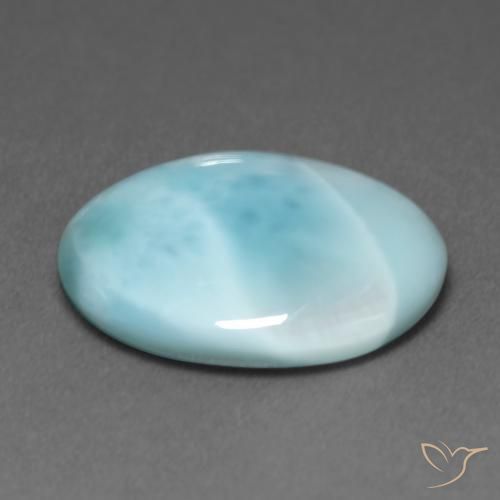 Larimar Vert bleu clair naturelle ovale, 6.08 ct, Translucide