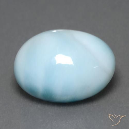 Larimar Bleu ciel léger naturelle ovale, 5.91 ct, Translucide