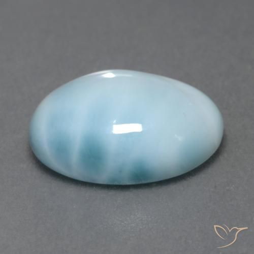Larimar Bleu ciel léger naturelle ovale, 5.91 ct, Translucide