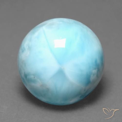 Larimar Bleu verdâtre léger naturelle Coupe roude, 6.90 ct, Opaque