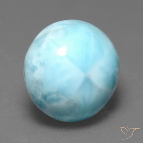 Larimar Bleu verdâtre léger naturelle Coupe roude, 6.90 ct, Opaque