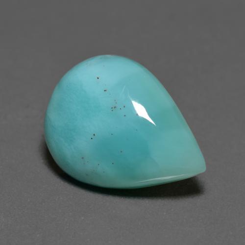 Larimar turquoise naturelle en forme de poire, 6,51 ct, opaque