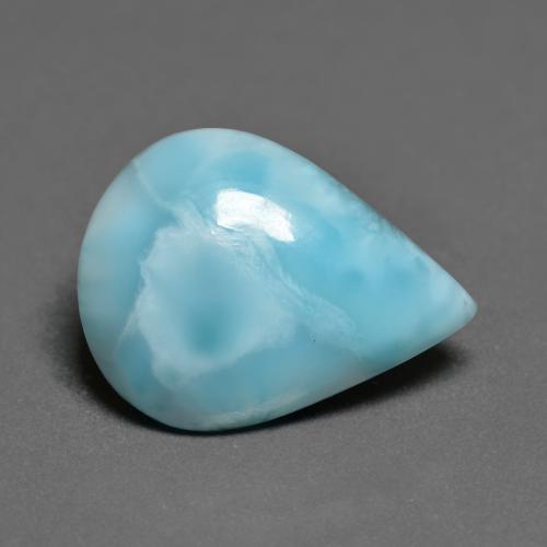 Larimar turquoise naturelle en forme de poire, 5,88 ct, opaque