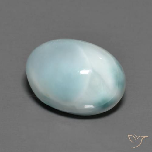 Larimar Bleu ciel léger naturelle ovale, 7.68 ct, Opaque