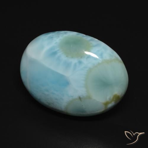 Larimar Bleu verdâtre léger naturelle ovale, 15.77 ct, Opaque